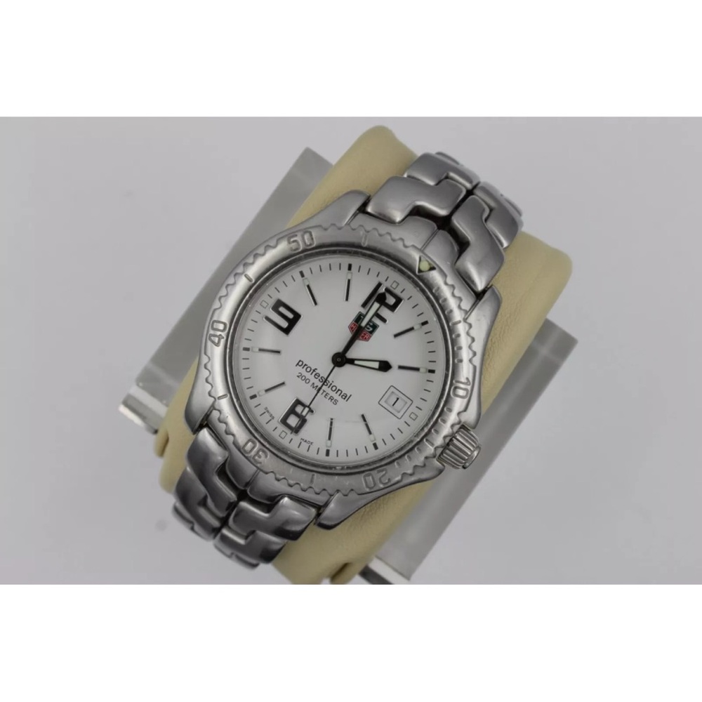 Tag Heuer Mens Watch White WT1114.BA0551 Link Silver Professional Sport Diver 8" - Picture 3 of 10